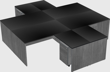Quad l-shaped office desks