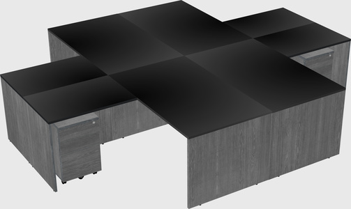 Quad l-shaped office desks