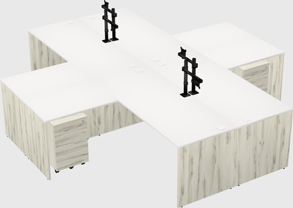 Bureaux de bureau quadruples en forme de l