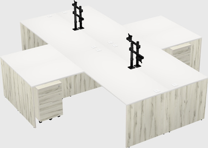 Bureaux de bureau quadruples en forme de l