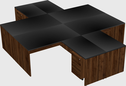 Quad l-shaped office desks