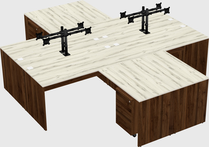 Quad l-shaped office desks