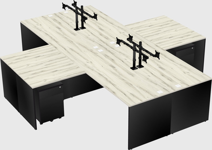 Quad l-shaped office desks