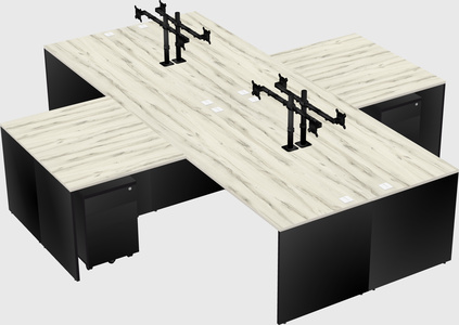 Quad l-shaped office desks