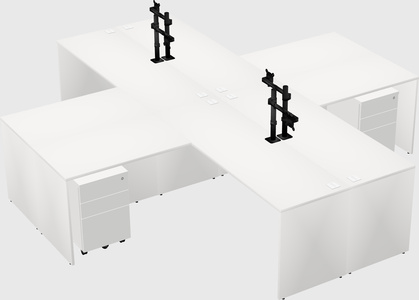 Quad l-shaped office desks