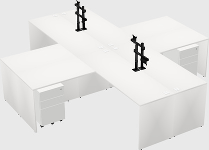 Quad l-shaped office desks