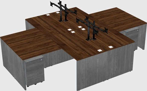 Quad l-shaped office desks