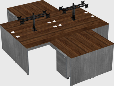 Quad l-shaped office desks