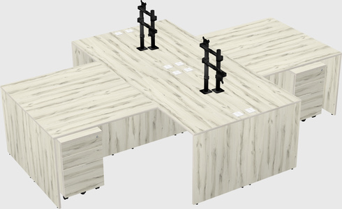 Quad l-shaped office desks