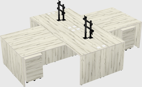 Quad l-shaped office desks