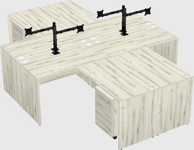 Quad l-shaped office desks