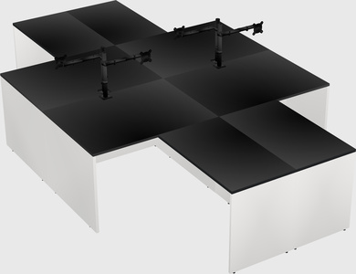 Quad l-shaped office desks