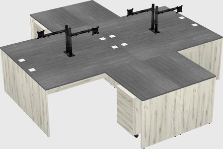 Quad l-shaped office desks