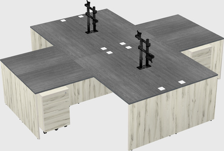 Quad l-shaped office desks