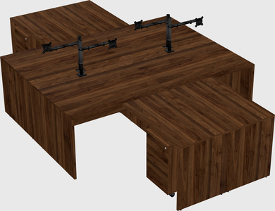 Quad l-shaped office desks