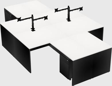 Quad l-shaped office desks