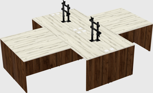 Quad l-shaped office desks