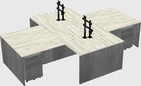 Quad l-shaped office desks