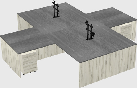 Bureaux de bureau quadruples en forme de l
