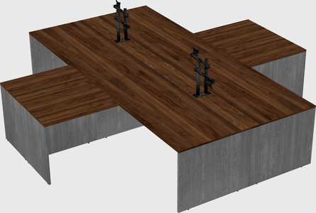Bureaux de bureau quadruples en forme de l