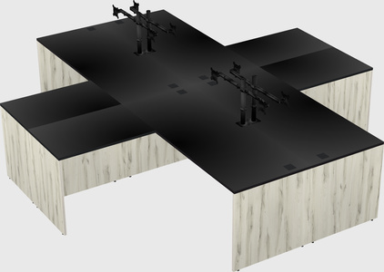 Quad l-shaped office desks