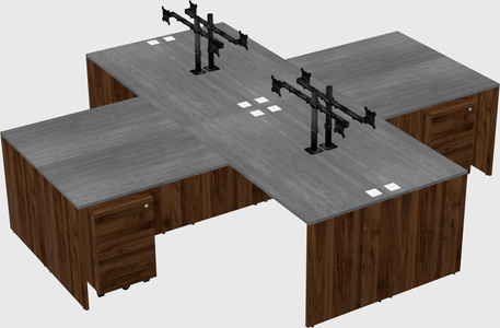 Quad l-shaped office desks