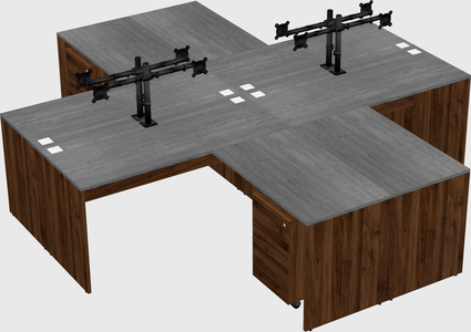 Quad l-shaped office desks