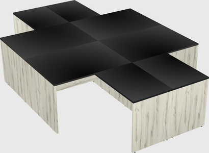Quad l-shaped office desks
