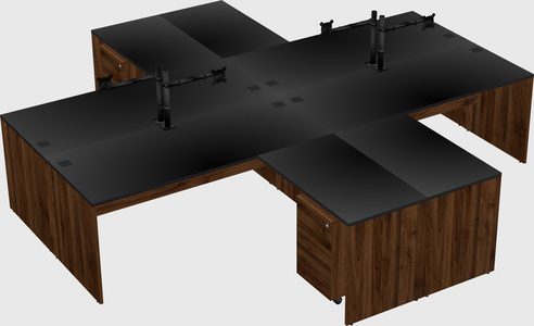 Quad l-shaped office desks