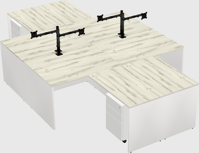 Quad l-shaped office desks