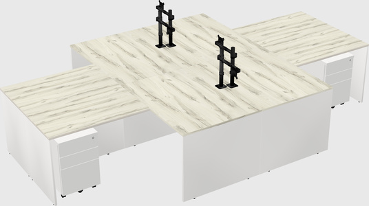 Quad l-shaped office desks