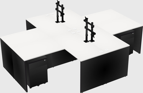 Quad l-shaped office desks