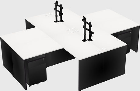 Quad l-shaped office desks