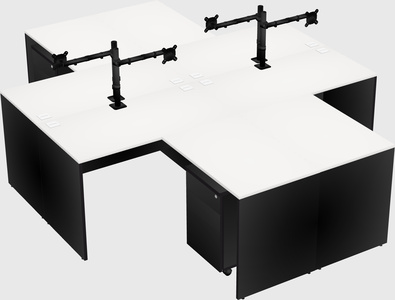 Quad l-shaped office desks