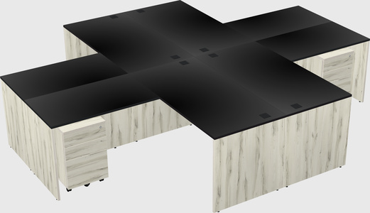 Quad l-shaped office desks