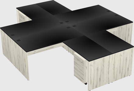 Quad l-shaped office desks