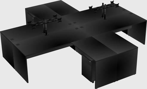 Quad l-shaped office desks