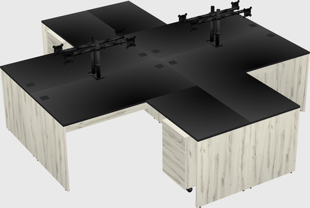 Quad l-shaped office desks