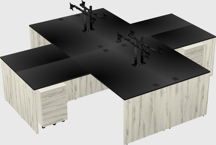 Quad l-shaped office desks