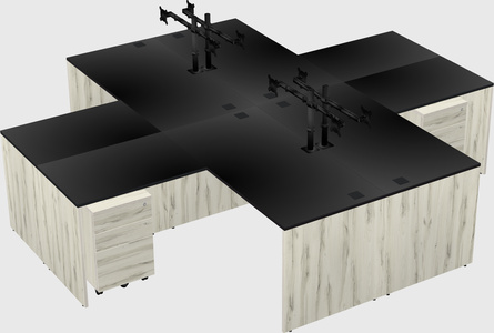 Quad l-shaped office desks