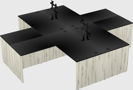 Quad l-shaped office desks