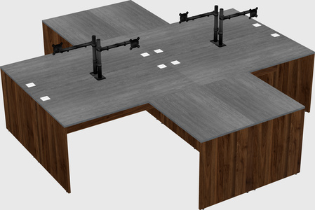 Quad l-shaped office desks
