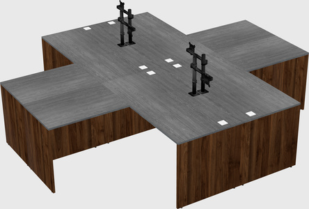 Quad l-shaped office desks