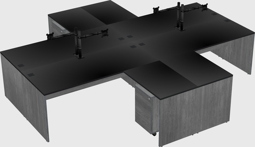 Quad l-shaped office desks
