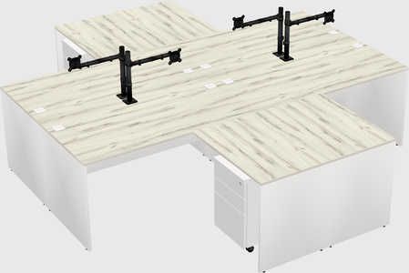 Quad l-shaped office desks