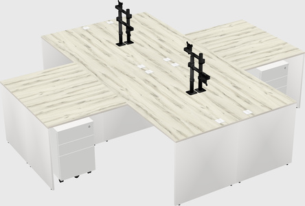 Quad l-shaped office desks