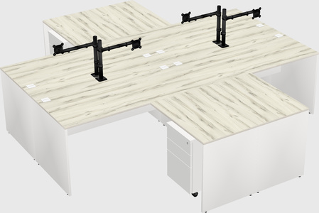 Quad l-shaped office desks