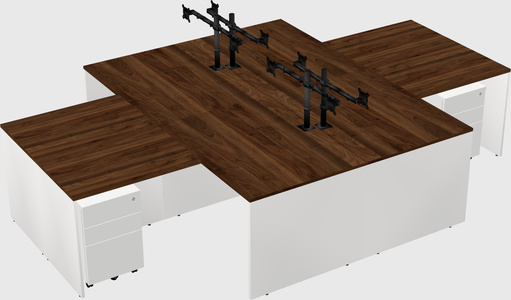 Quad l-shaped office desks
