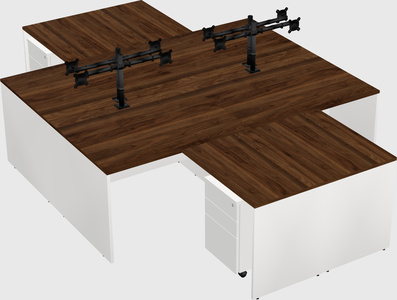 Quad l-shaped office desks