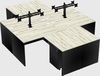 Quad l-shaped office desks